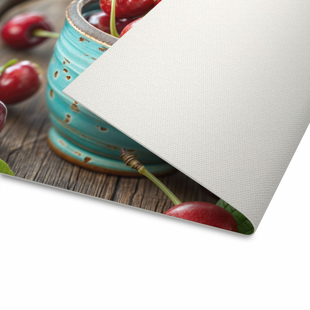 Schmutzabweisender Teppich für Küche mit Motiv Tasse mit Kirschen in der Unterseite