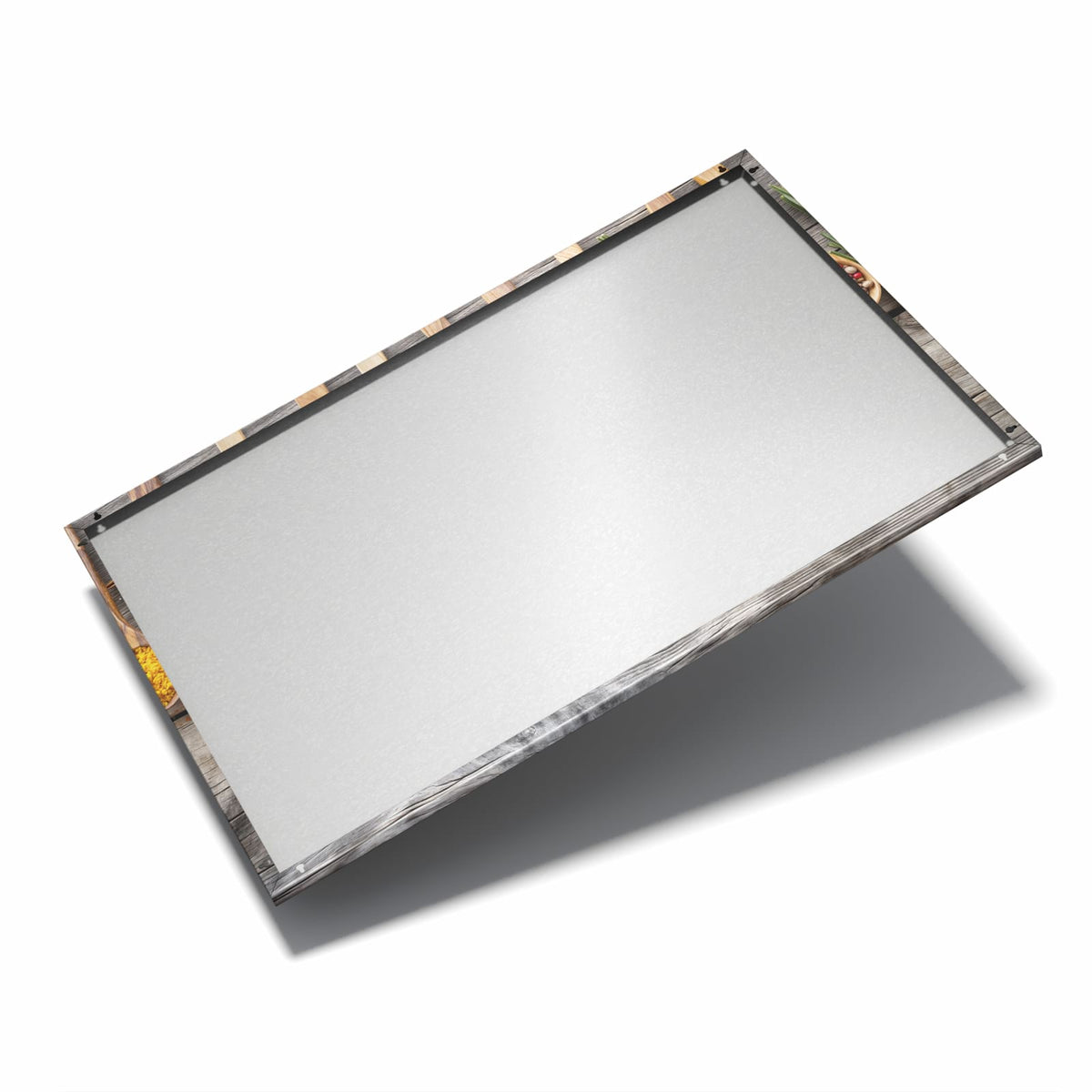 Nur 7 mm – liegt eng an der Wand – Metall Magnettafel - Gewürzlöffel auf Holz