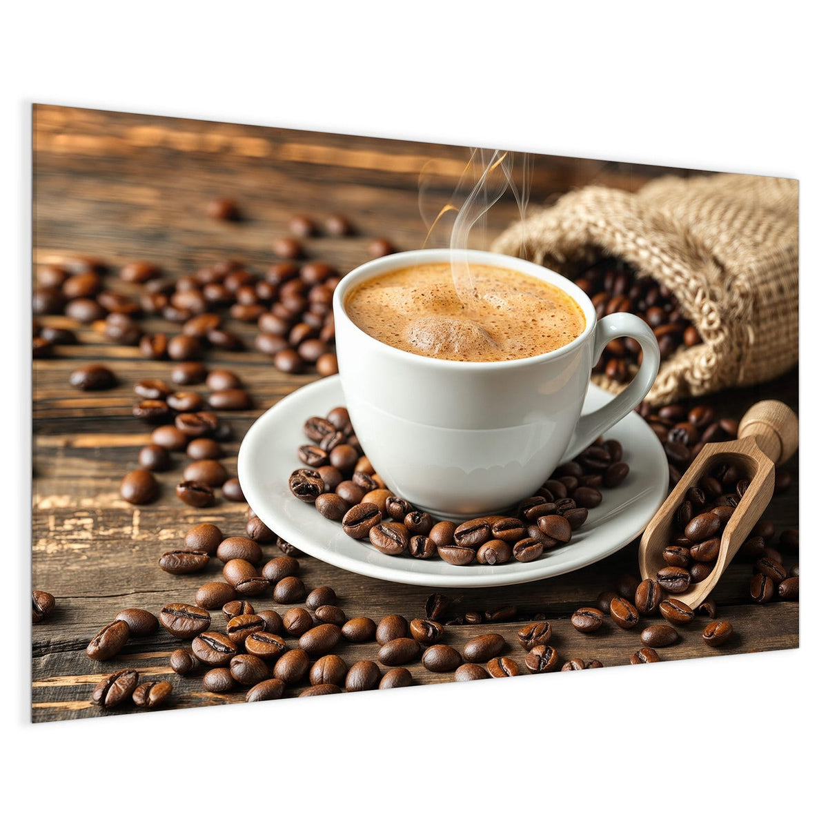 4 mm Glas statt lackiertem Blech – Magnettafel - Kaffee mit Holzschaufel
