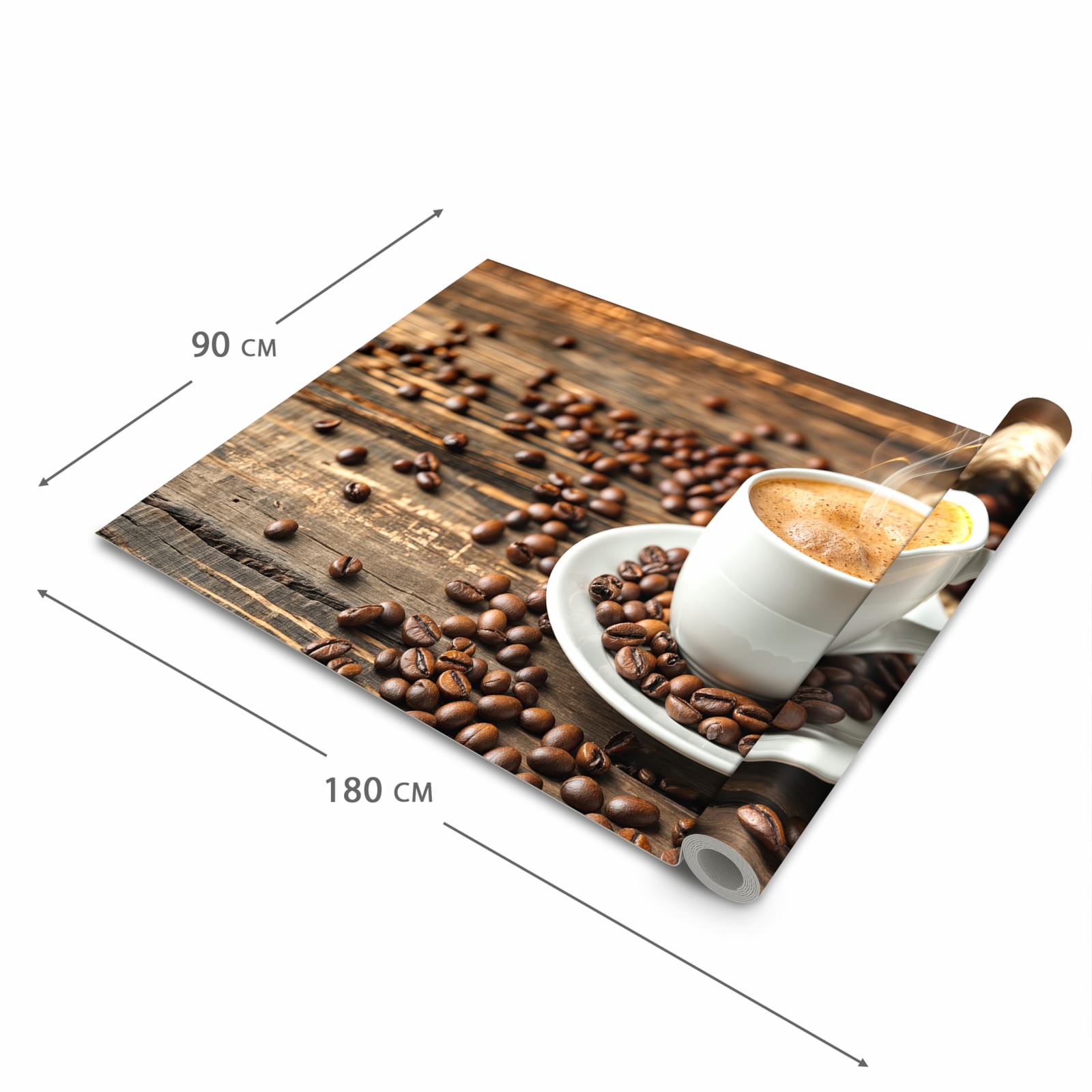 Waschbarer Küchenteppich mit Motiv Kaffee Geniessen in der Grösse 90x240 cm