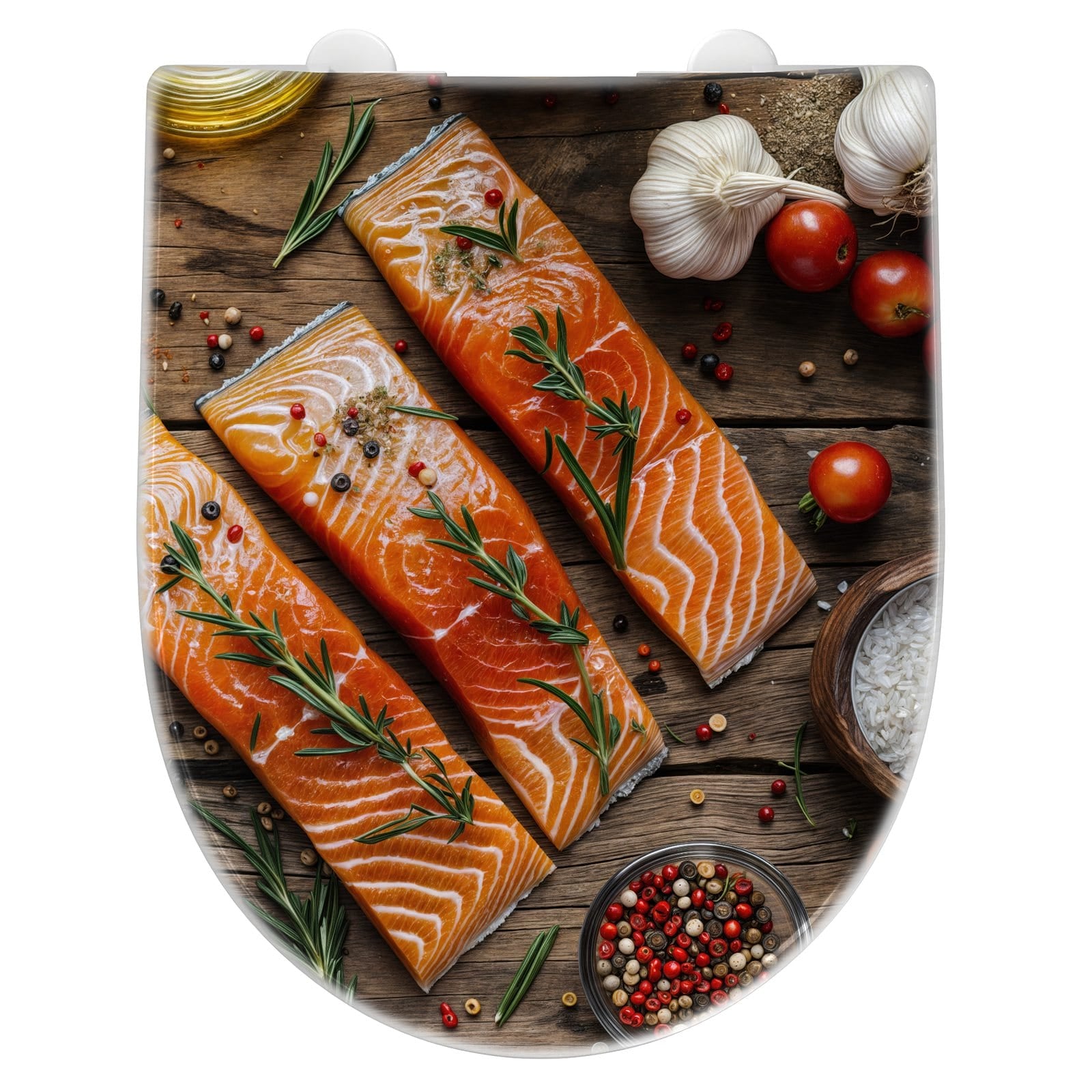 WC-Sitz mit Absenkautomatik Lachsfilets