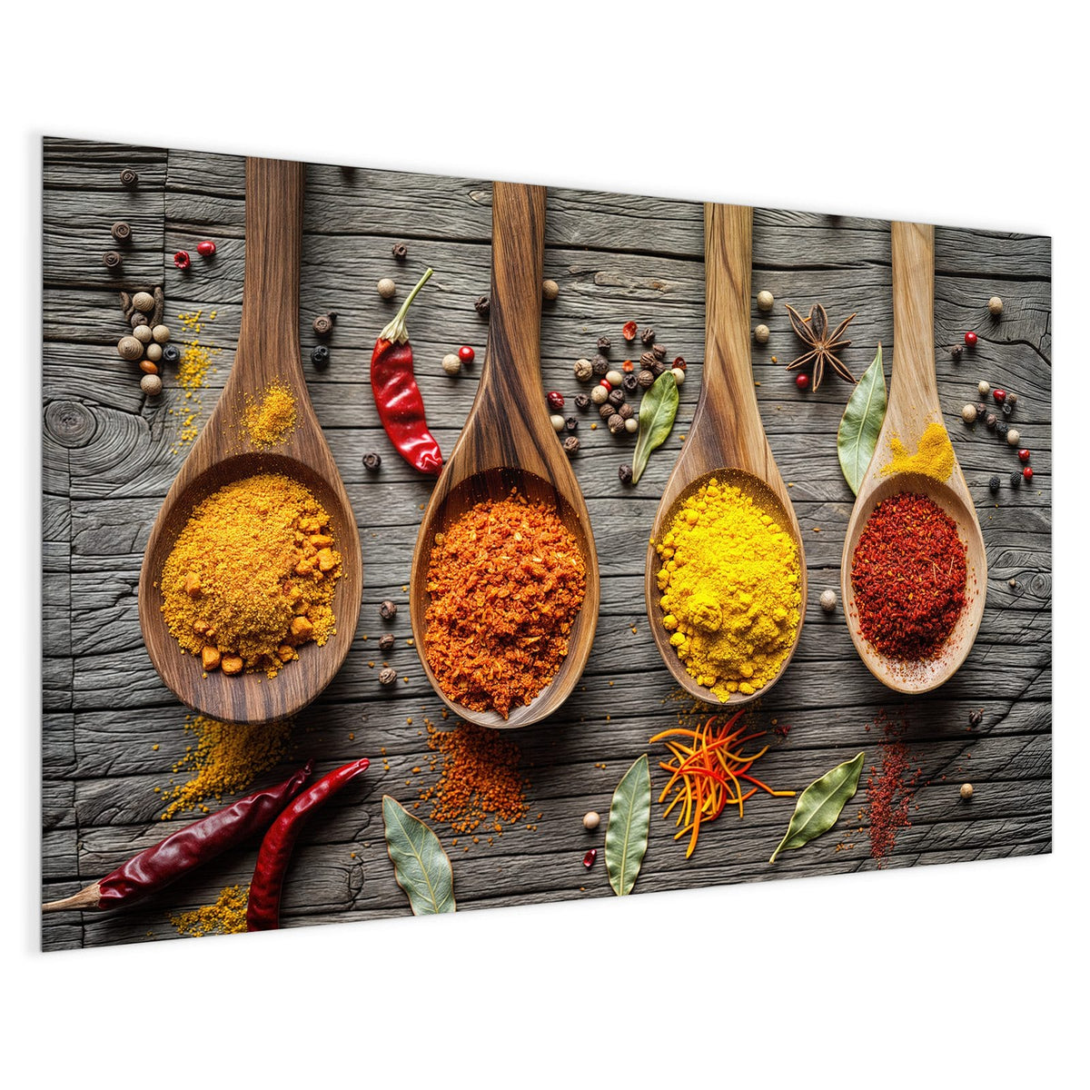 4 mm Glas statt lackiertem Blech – Magnettafel - Gewürzpulver auf Löffeln