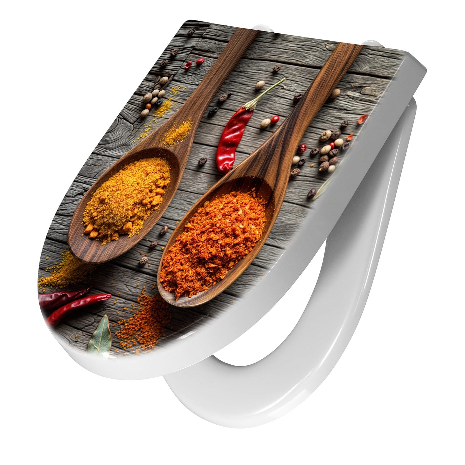 WC-Sitz mit Absenkautomatik Gewürze auf Löffeln