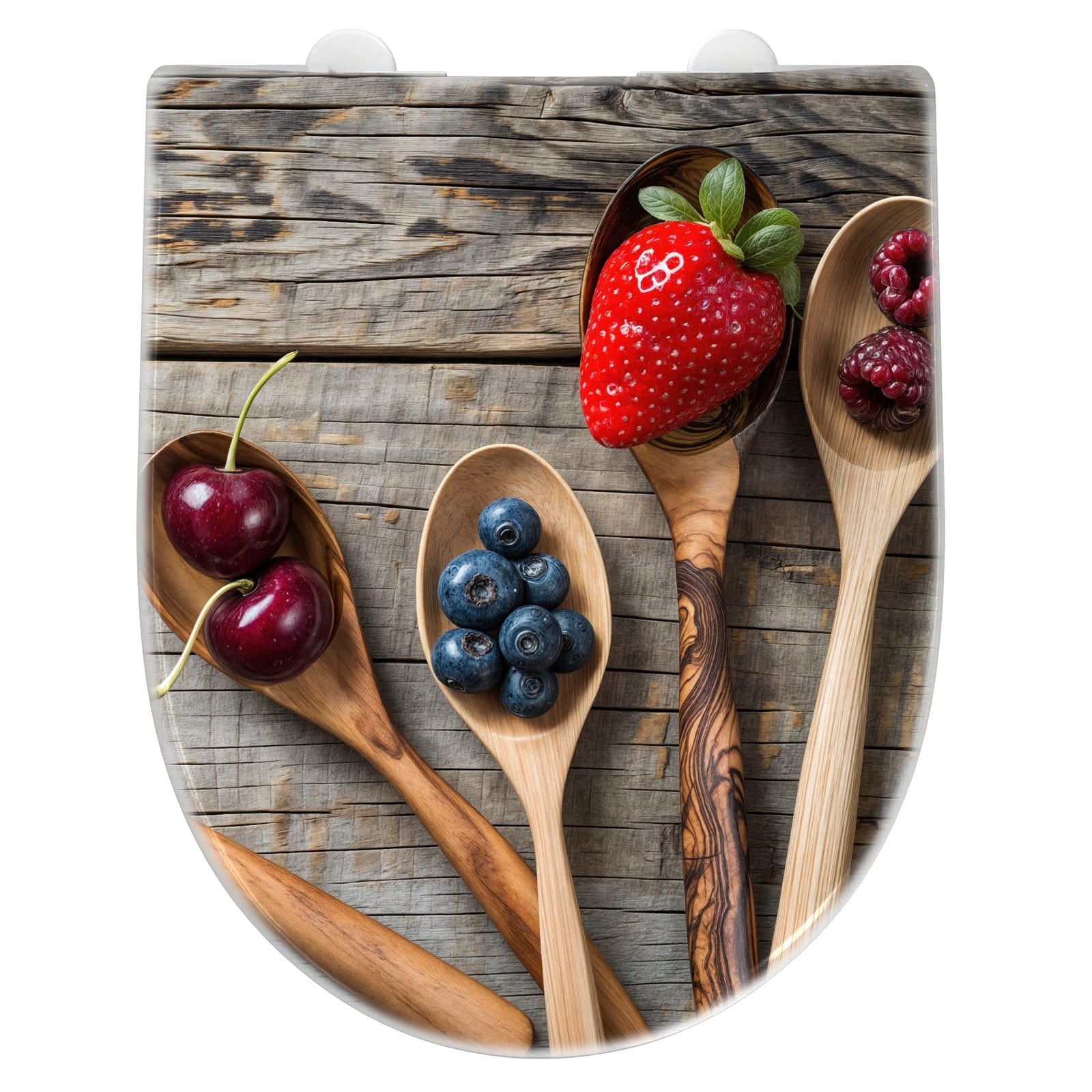 WC-Sitz mit Absenkautomatik Holzlöffel mit Beeren