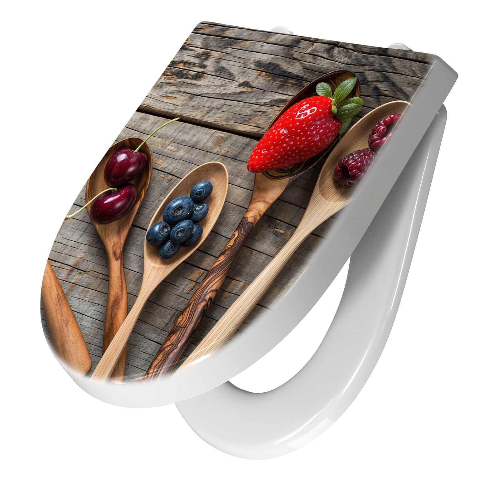 WC-Sitz mit Absenkautomatik Holzlöffel mit Beeren