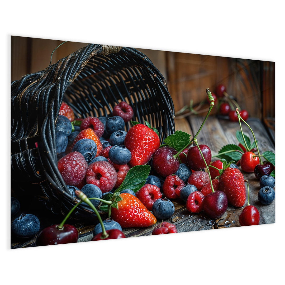 4 mm Glas statt lackiertem Blech – Magnettafel - Umgekippter Beerenkorb