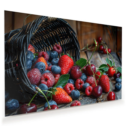 Wandbild mit dem Motiv Umgekippter Beerenkorb