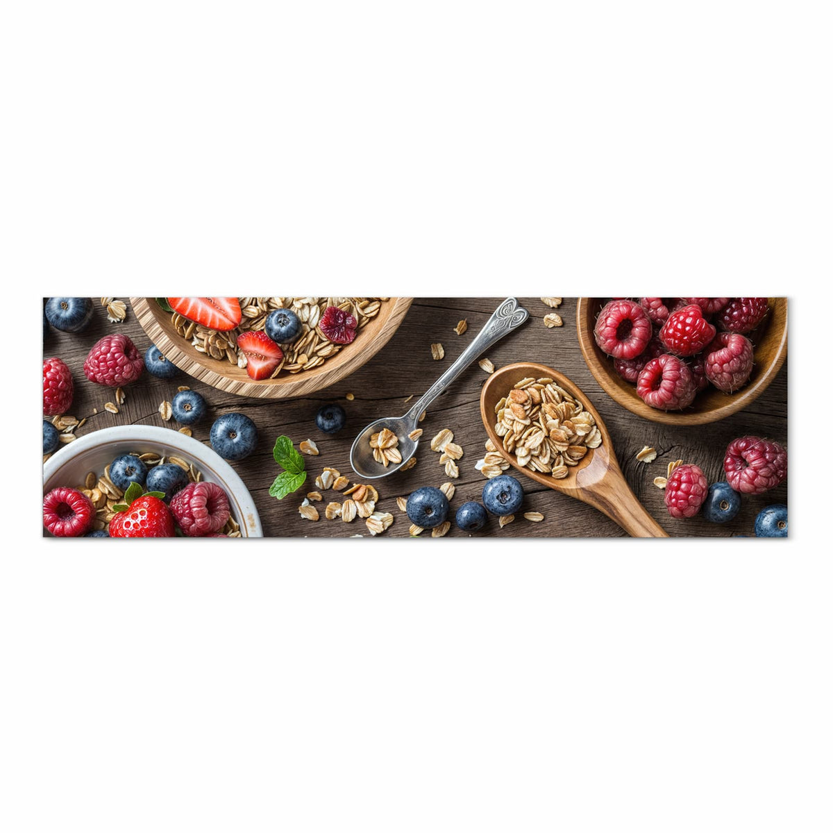 Abriebfester Küchenteppich mit Motiv Beeriges Müsli in der Küche - Frontansicht