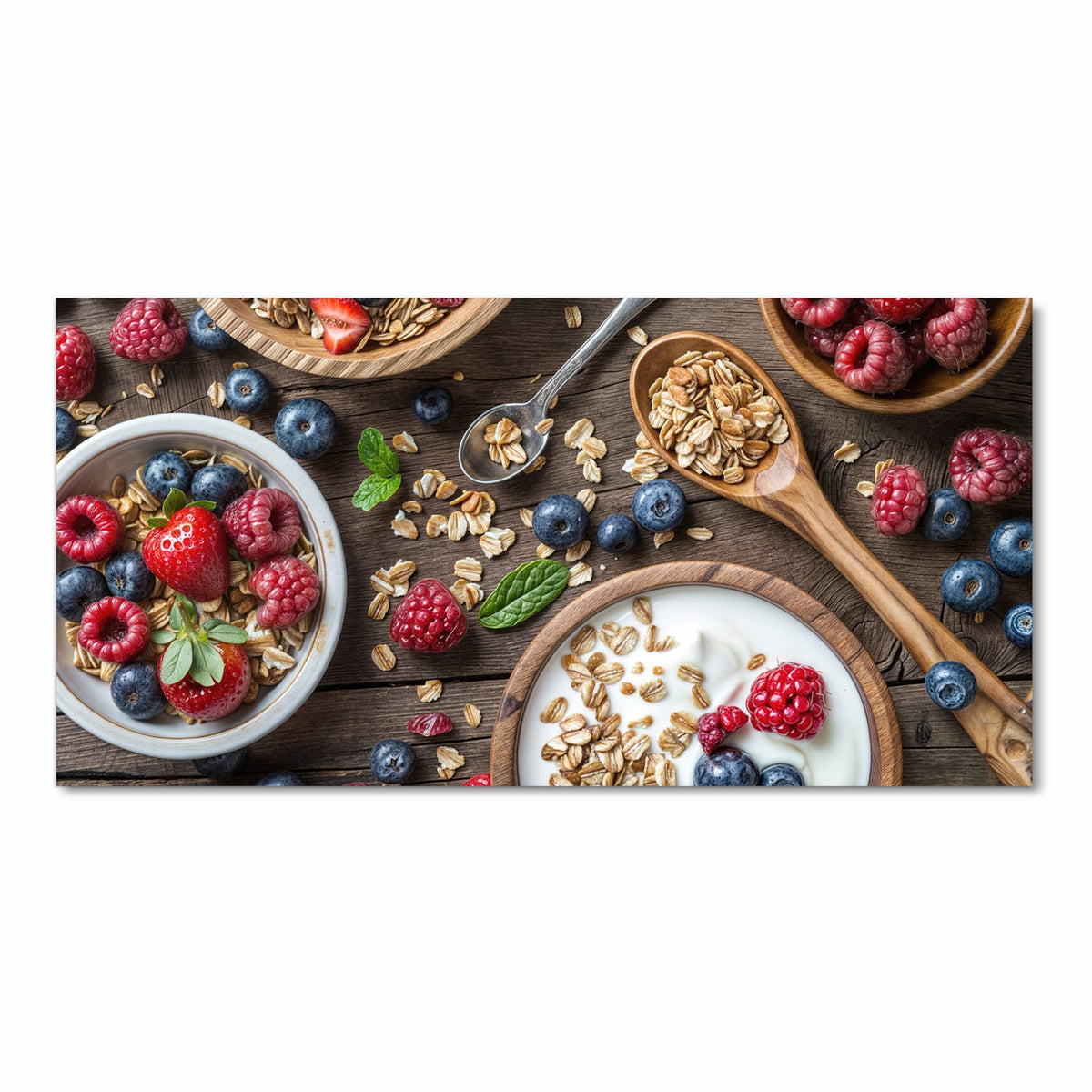 Küchenteppich mit Motiv Beeriges Müsli in Frontansicht für Ordnung & Übersicht