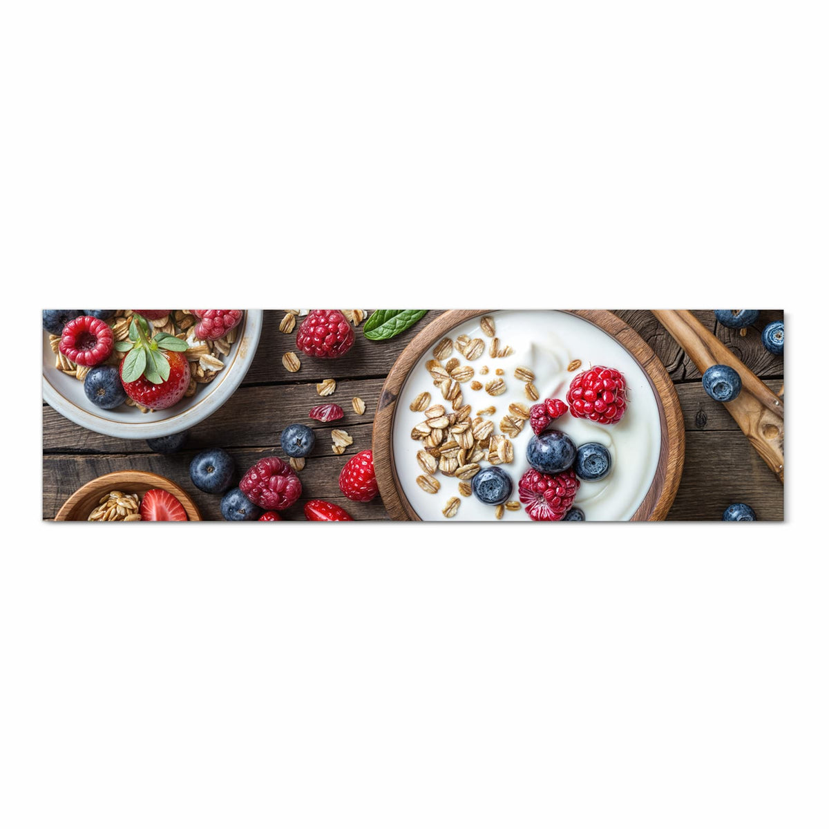 UV-beständiger Läufer für die Küche mit Motiv Beeriges Müsli in Frontansicht