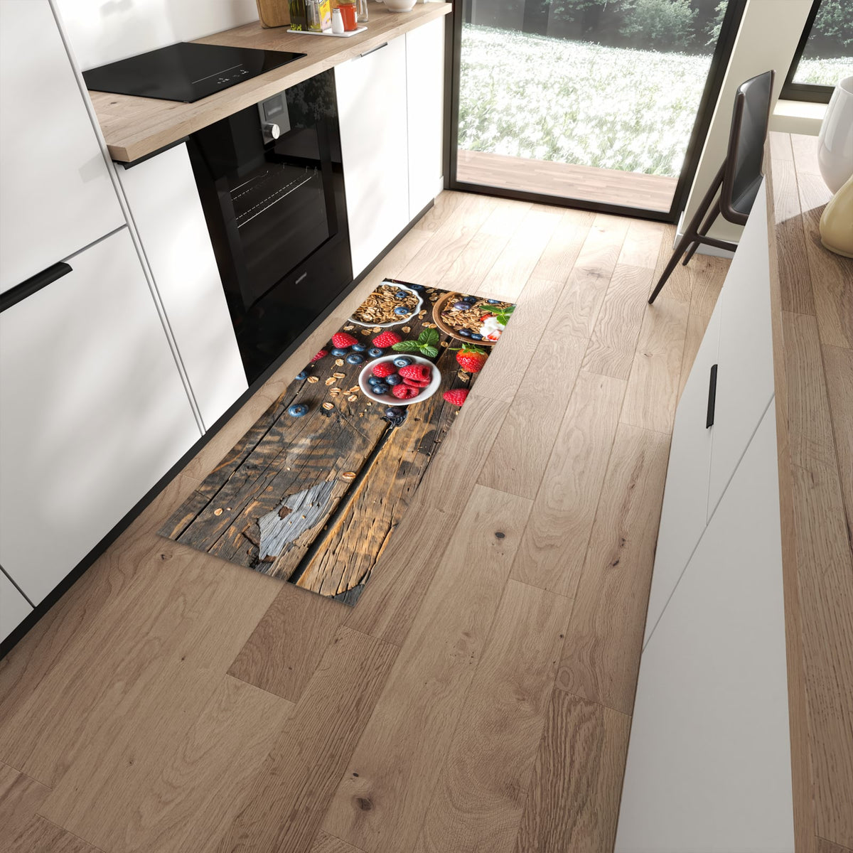 Küchenteppich mit Motiv Frühstück Müsli für angenehmes Stehen in moderner Küche #grösse_60 x 150 cm