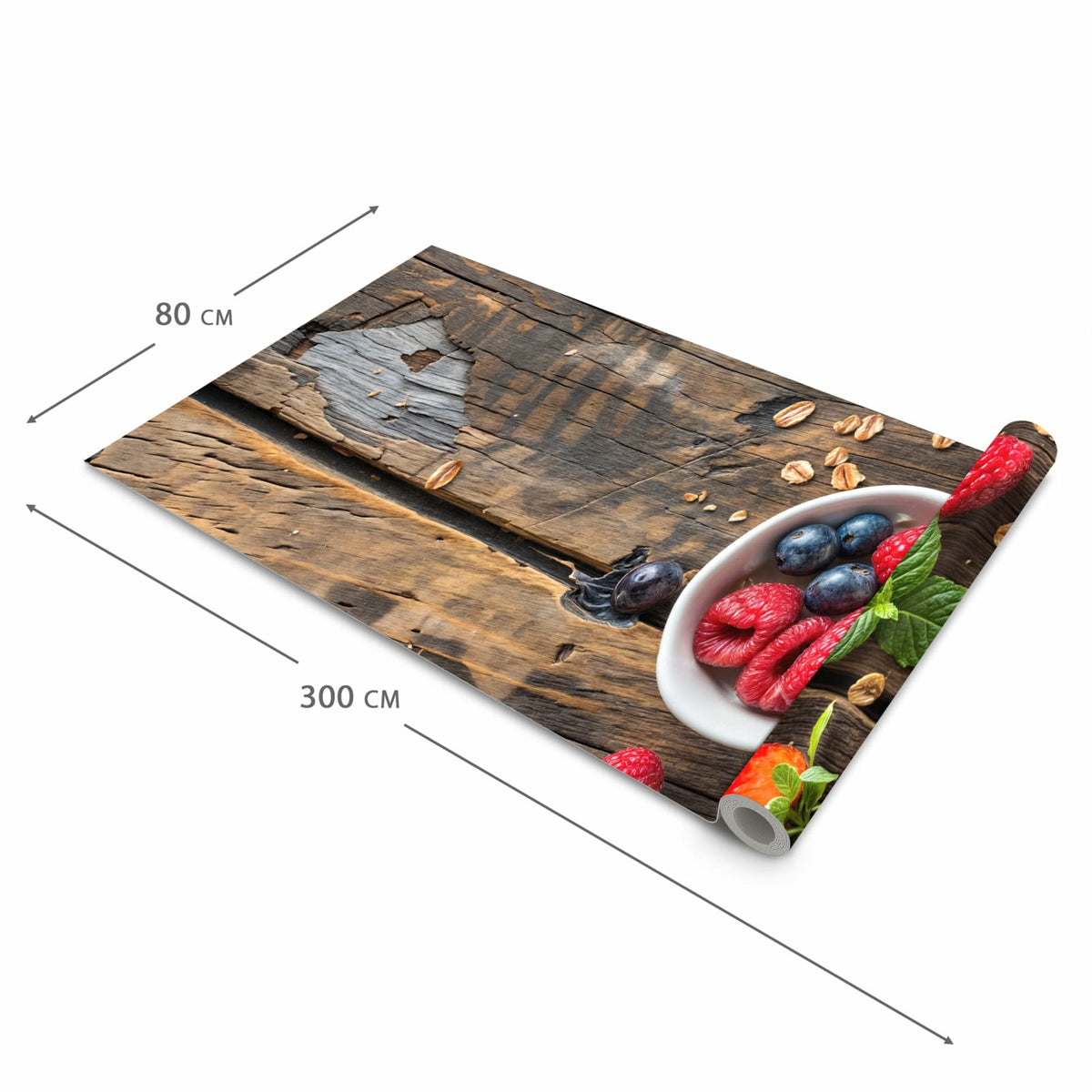 Küchenläufer mit Motiv Frühstück Müsli in der Grösse 80x280 cm für Ordnung & Übersicht
