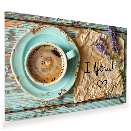 Wandbild mit dem Motiv Tasse und Lavendel