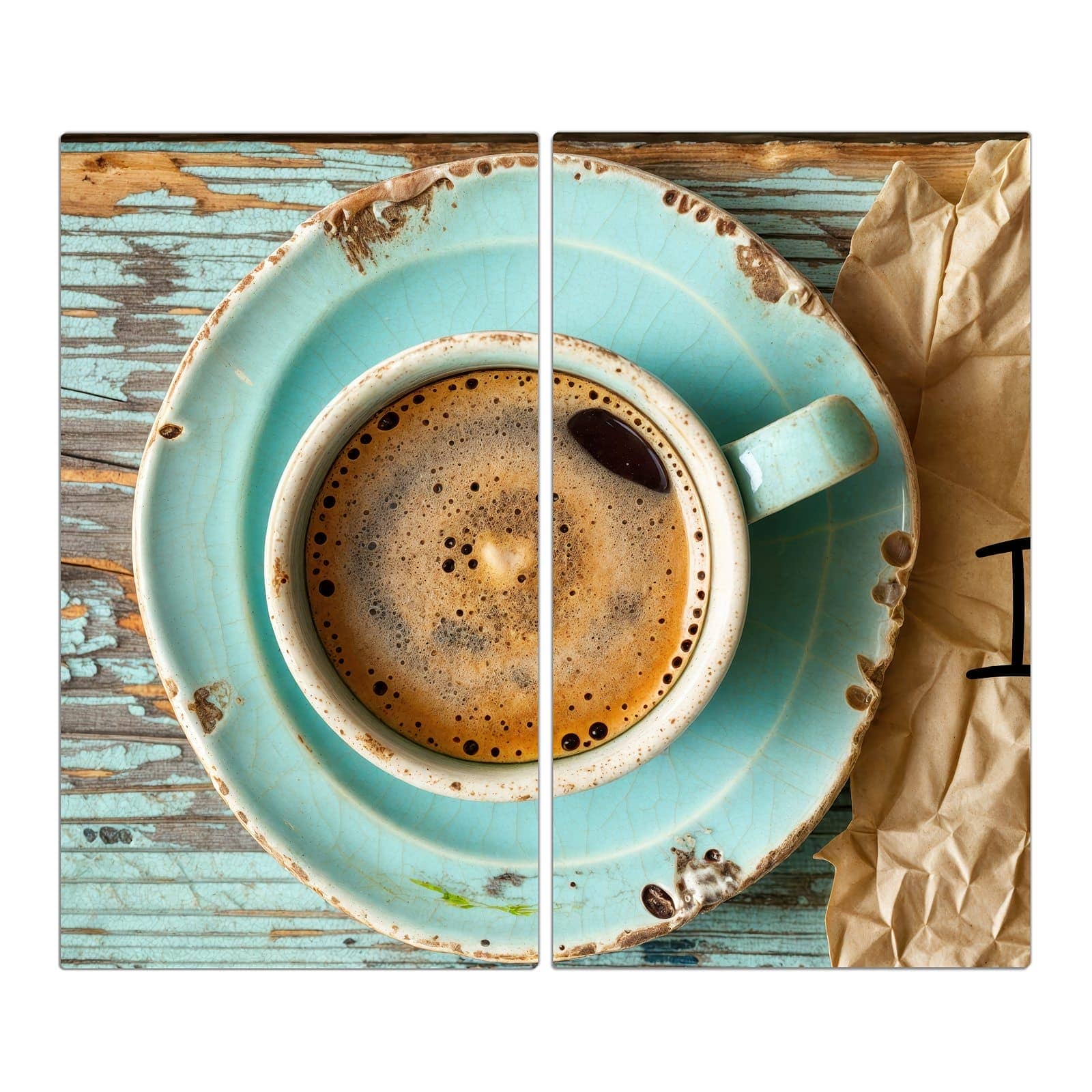2-teilige Herdabdeckplatten für Ceranfeld mit Tasse und Lavendel-Motiv in der Frontansicht