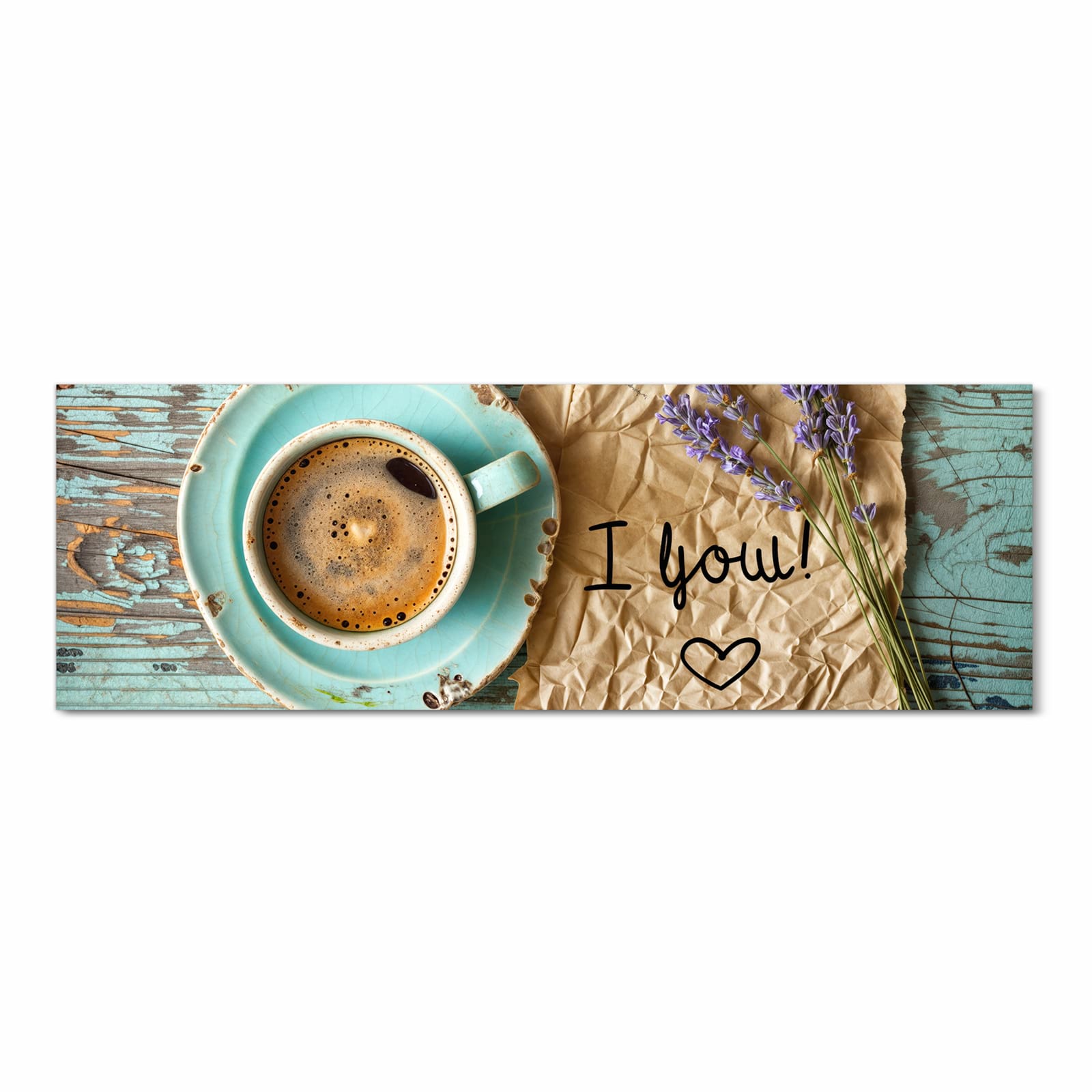 UV-beständiger Küchenteppich mit Motiv Tasse und Lavendel in Frontansicht