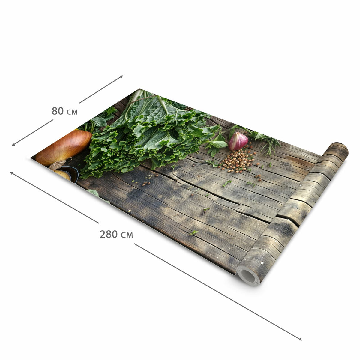 Bodenschonender rutschfester Küchenteppich mit Motiv Gemüse von Frisches in der Grösse 80x250 cm