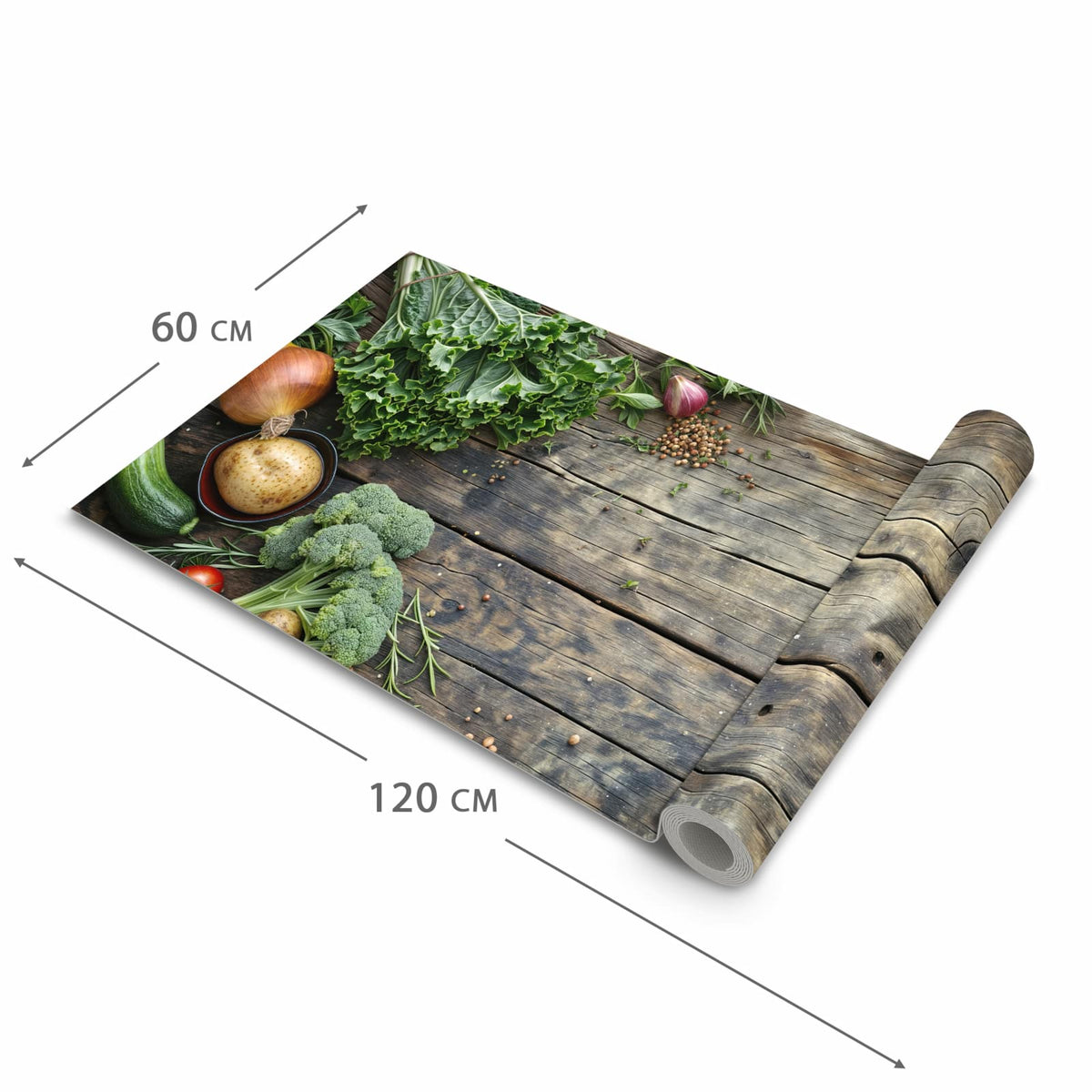 Waschbarer dünner Küchenteppich mit Motiv Gemüse von Frisches in der Grösse 80x250 cm