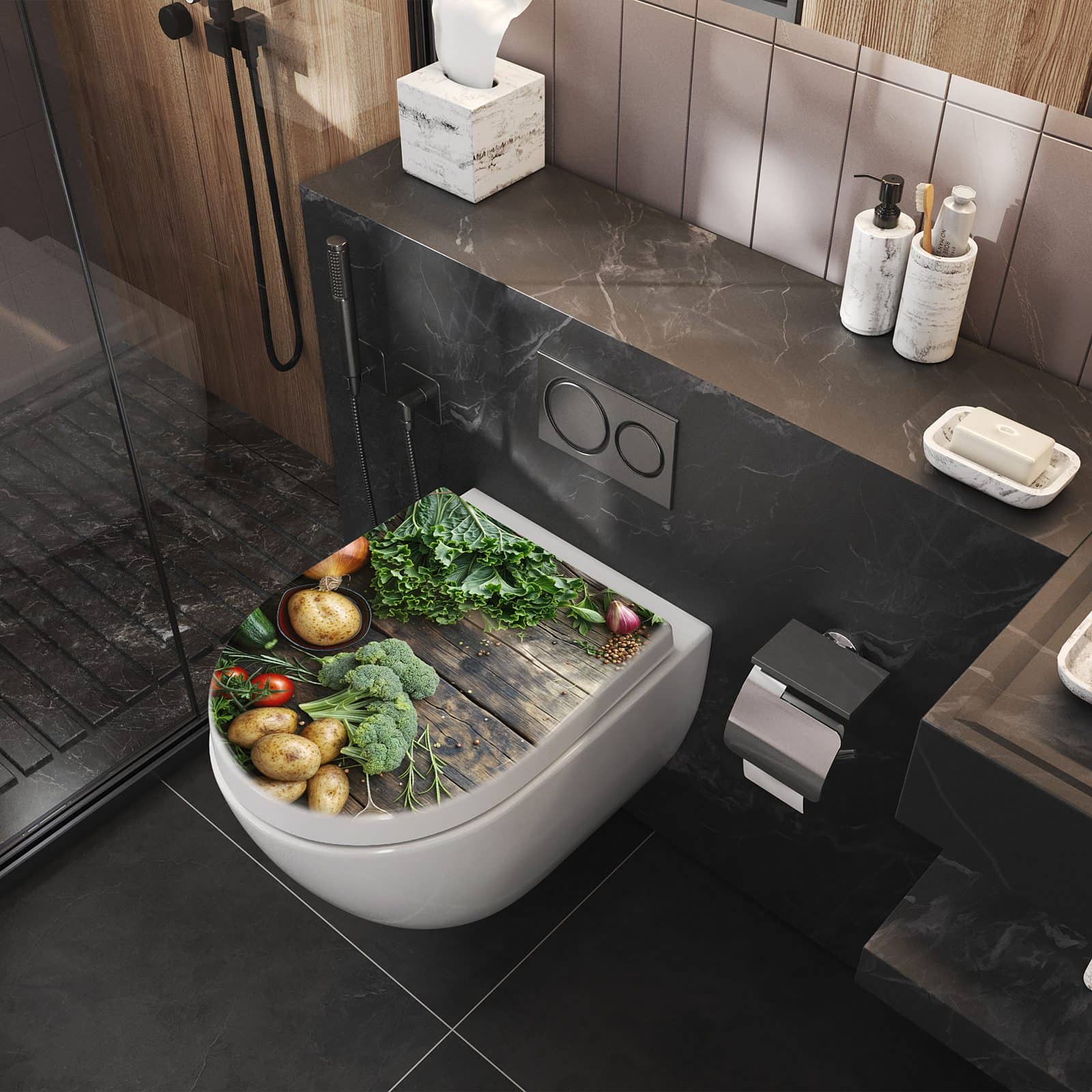 WC-Sitz mit Absenkautomatik Gemüse von Frisches