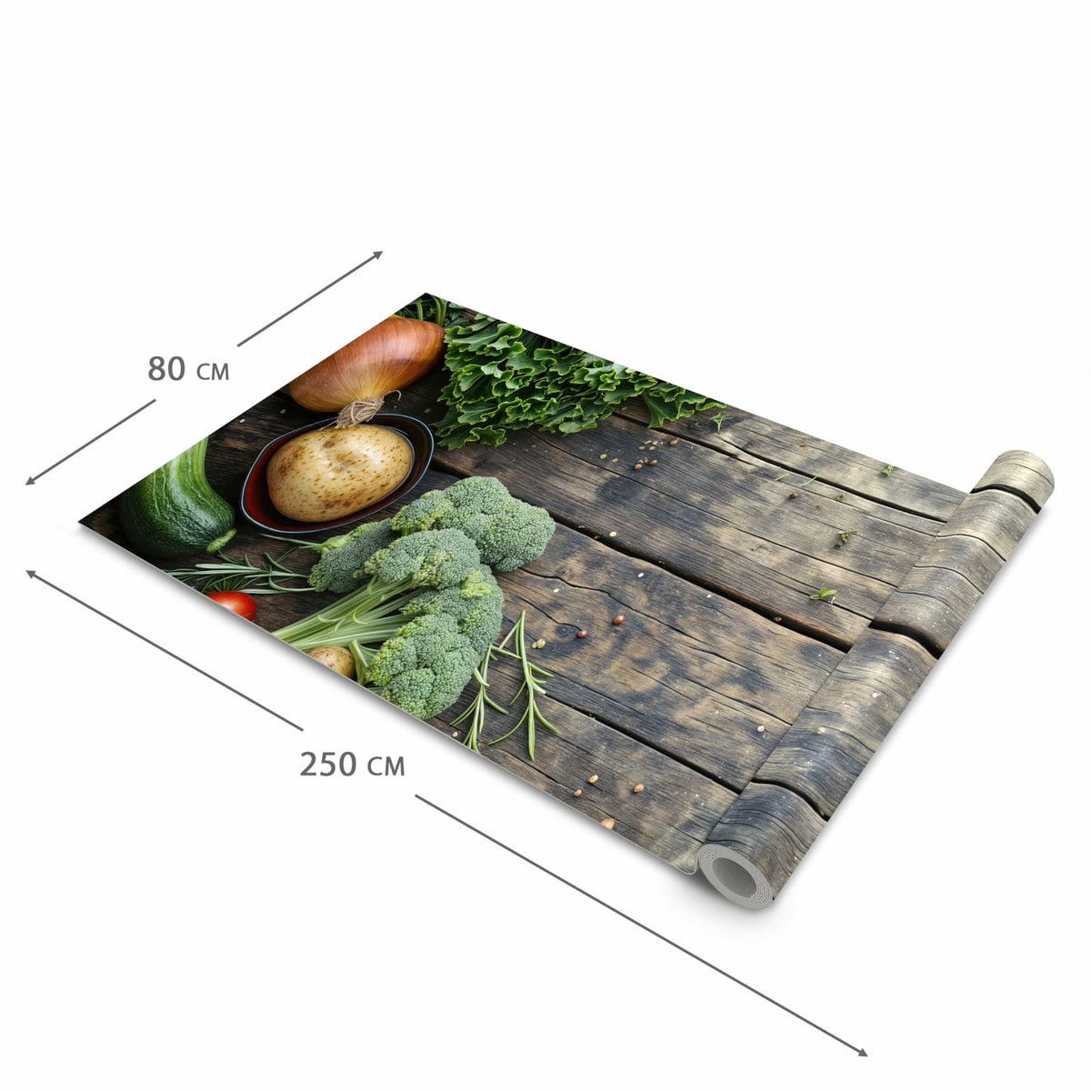 Organisierender Küchenläufer mit Motiv Gemüse von Frisches in der Grösse 80x250 cm