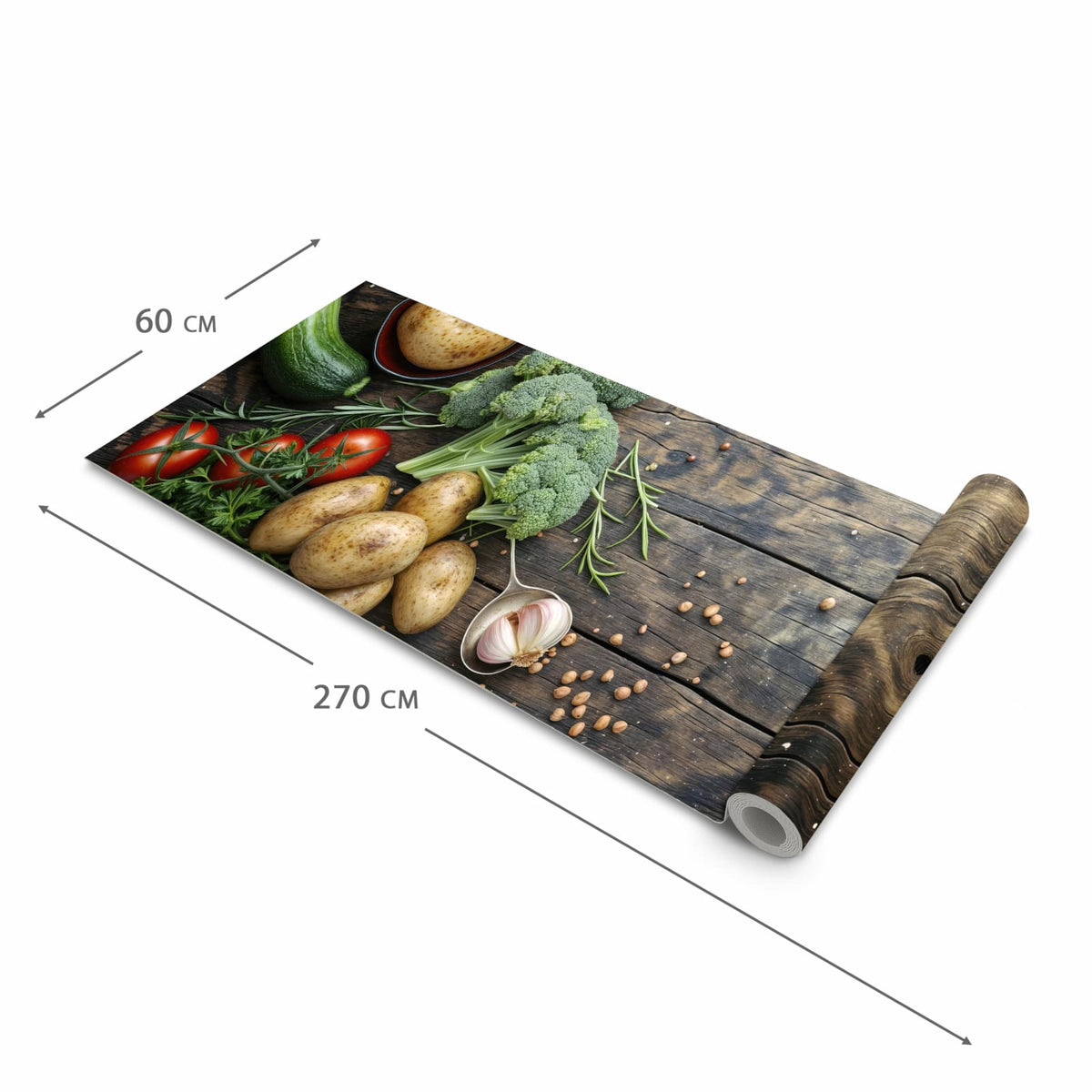 Langlebiger Bodenläufer mit Motiv Gemüse von Frisches in der Grösse 80x250 cm