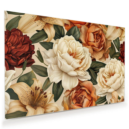 Wandbild mit dem Motiv Rosen in Terrakotta