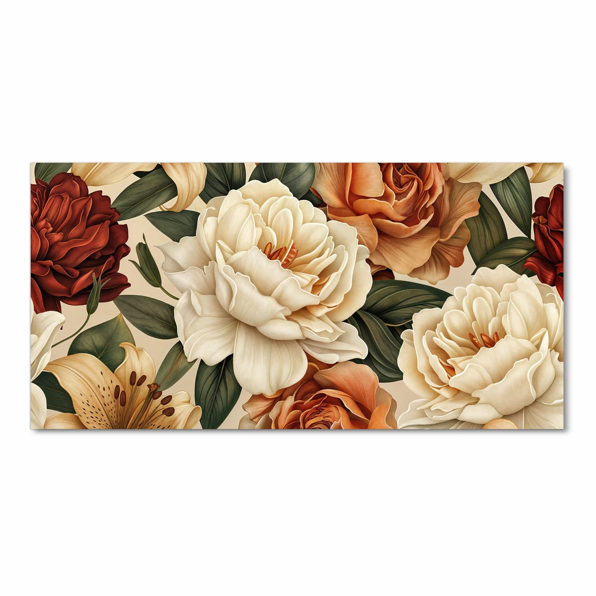 Bodenschonender abwaschbarer Küchenteppich mit Motiv Sanfte Blumenpracht in Frontansicht