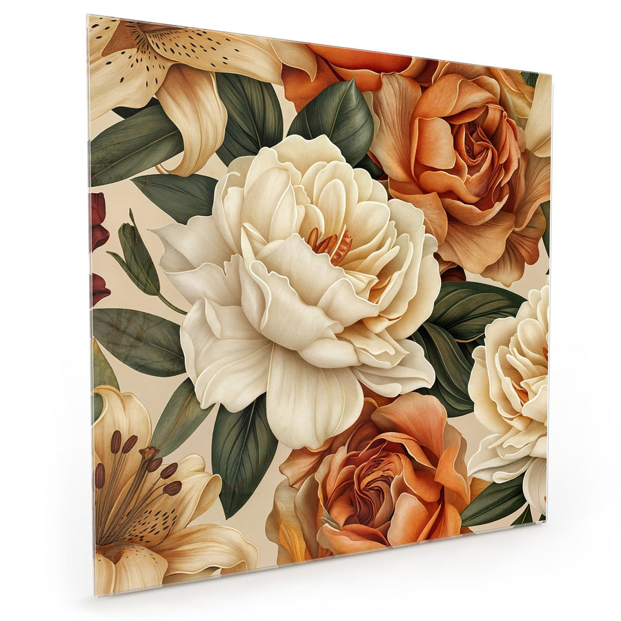 Maße Küchenrückwand Rosen in Terrakotta aus Glas