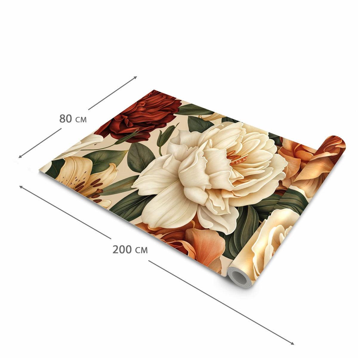 Bodenschonender Küchenteppich mit Motiv Sanfte Blumenpracht in der Grösse 80x250 cm