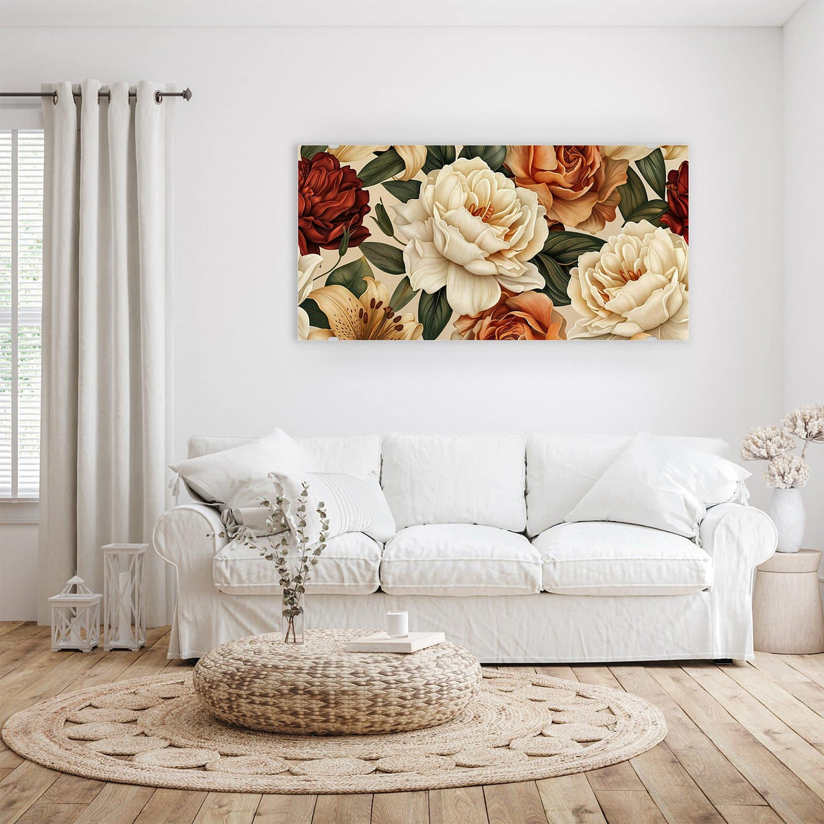 Aufhängung liegt bei – Motiv später wechselbar – Wandbild - Rosen in Terrakotta - Querformat