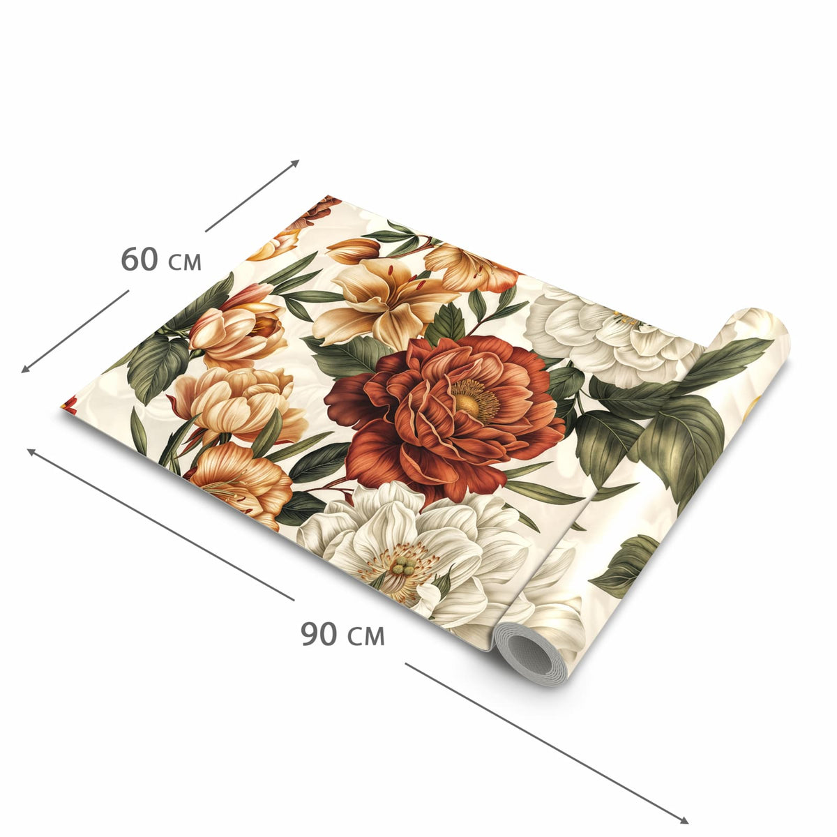 Flacher rutschfester Küchenläufer mit Motiv Blumenmuster Vintage in der Grösse 80x200 cm