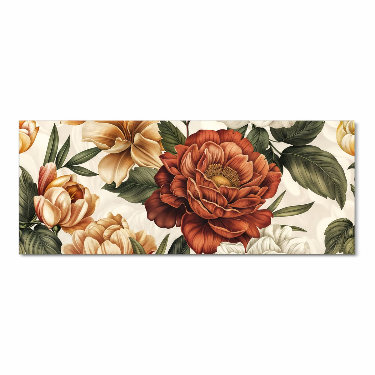 Pflegeleichter Küchenläufer mit Motiv Blumenmuster Vintage in Frontansicht, rutschfest
