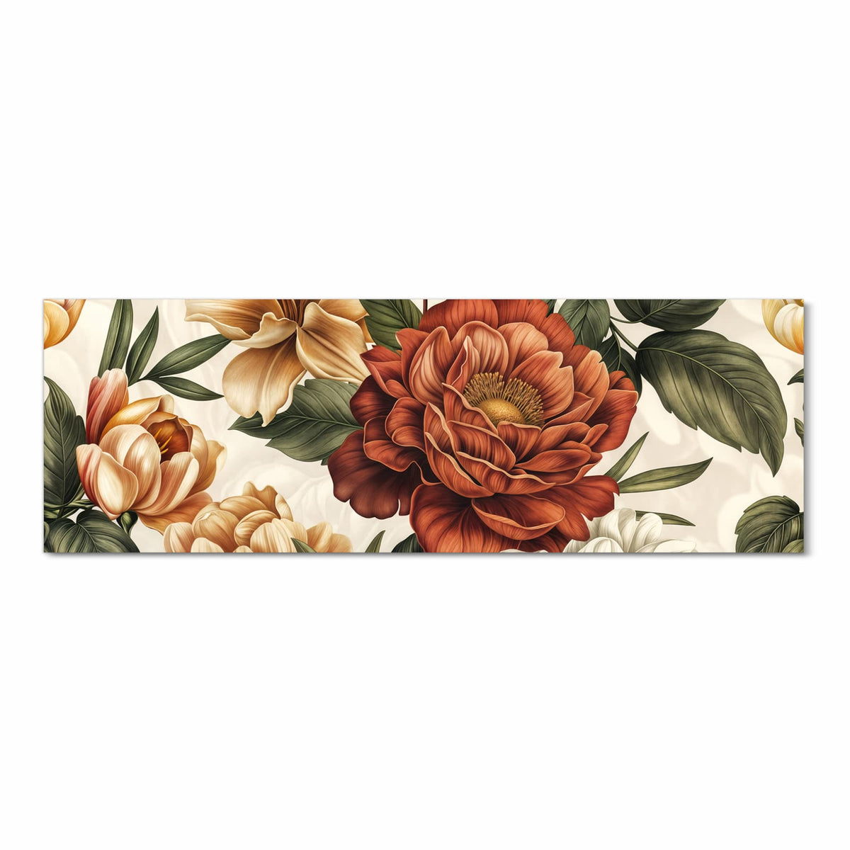 Rutschfester Küchenläufer mit Motiv Blumenmuster Vintage in Frontansicht für angenehme Haptik