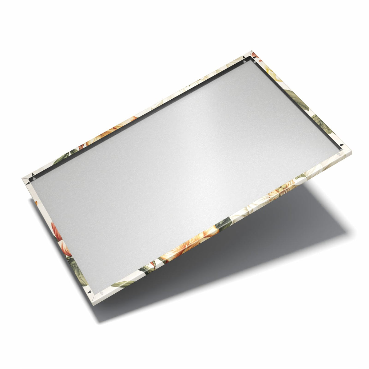 Nur 7 mm – liegt eng an der Wand – Metall Magnettafel - Vintage Blütenmuster