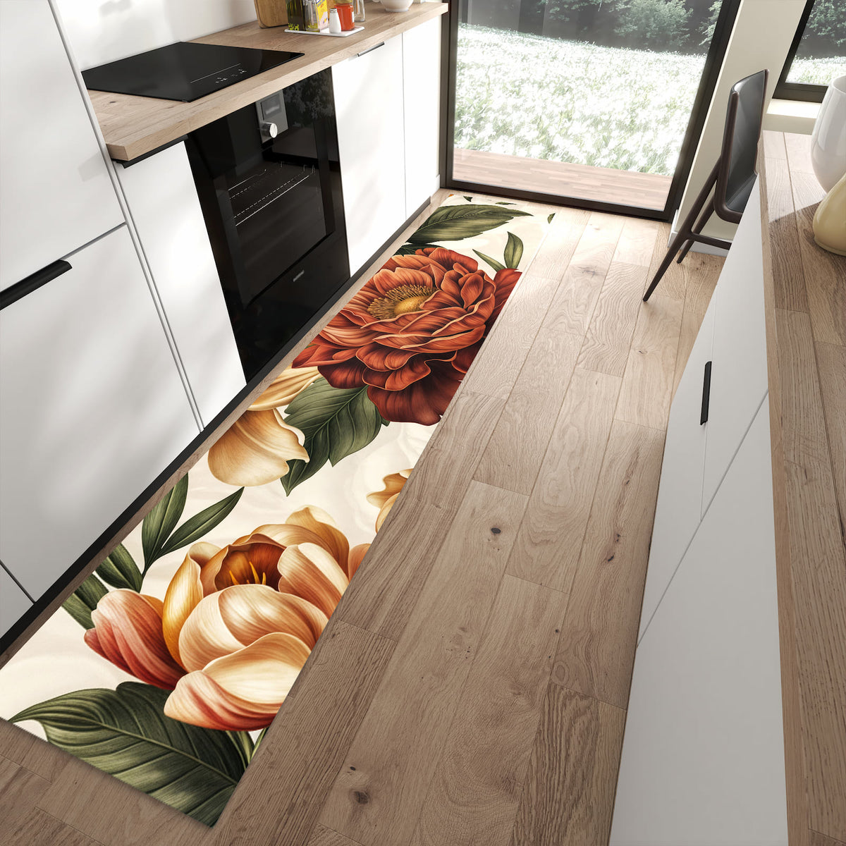 13 Größen – von 60 × 90 bis 80 × 300 cm – Küchenläufer - Vintage Blütenmuster