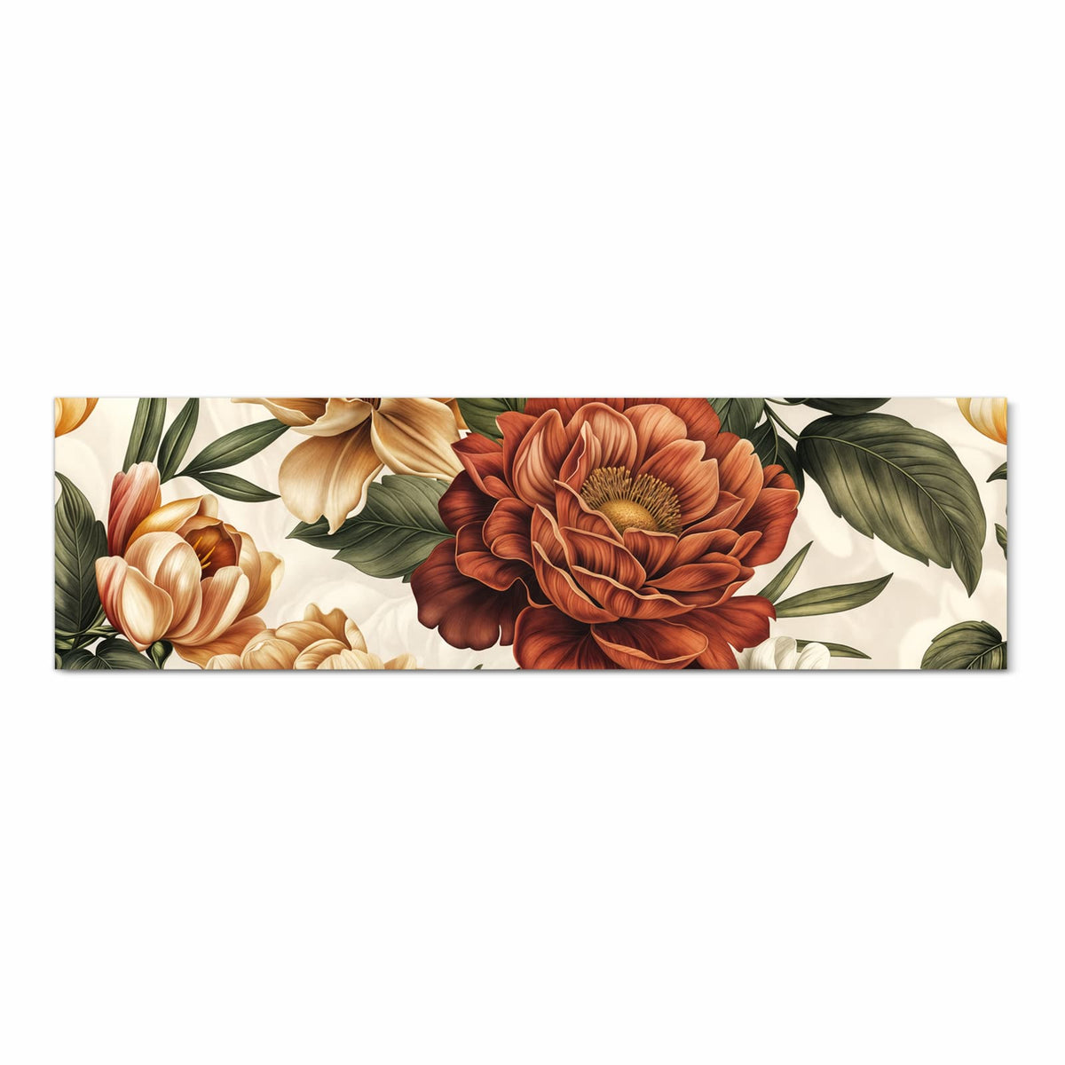 Feuchtigkeitsresistenter Küchenläufer mit Motiv Blumenmuster Vintage in Frontansicht zum Waschen