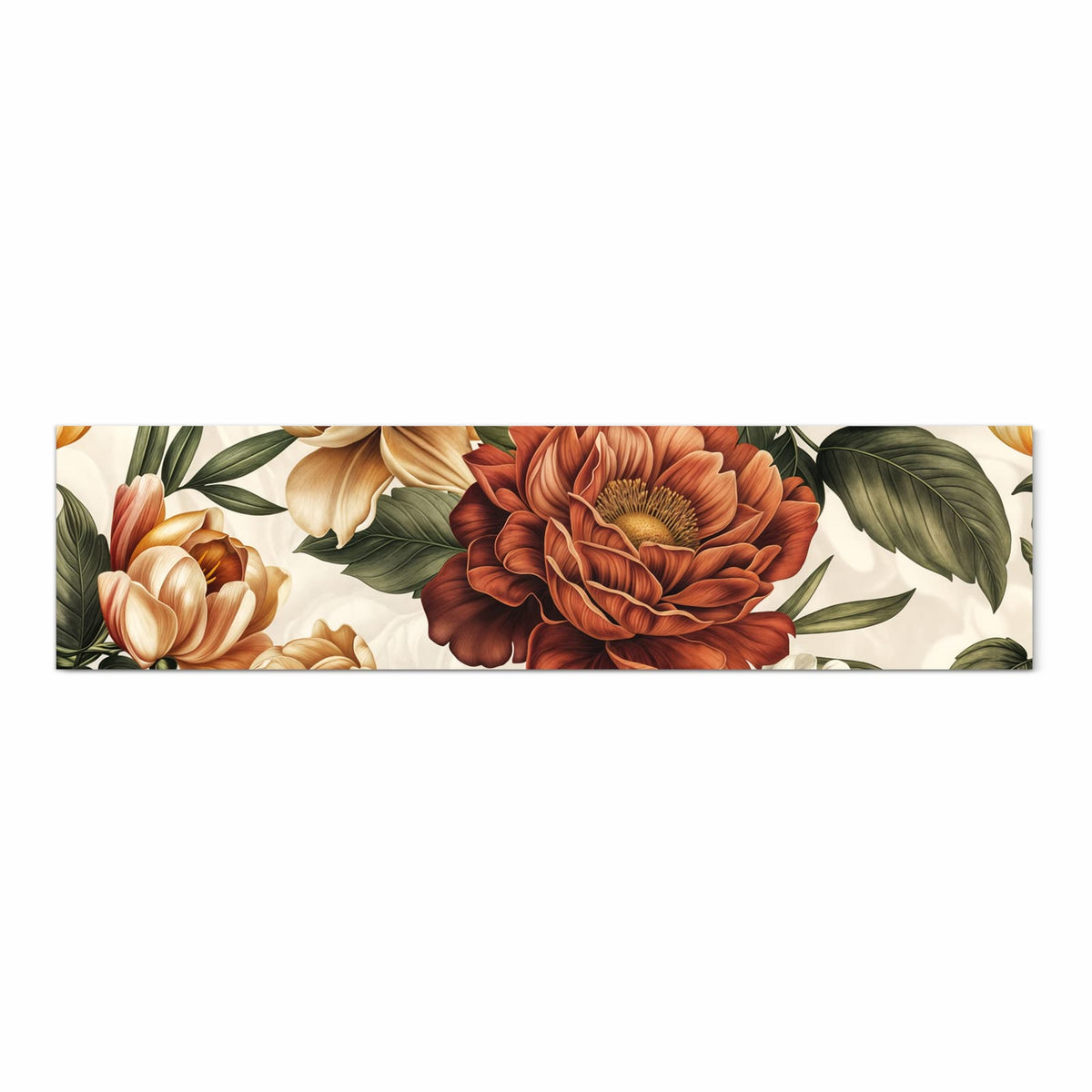 Hygienischer rutschfester Küchenläufer mit Motiv Blumenmuster Vintage in Frontansicht