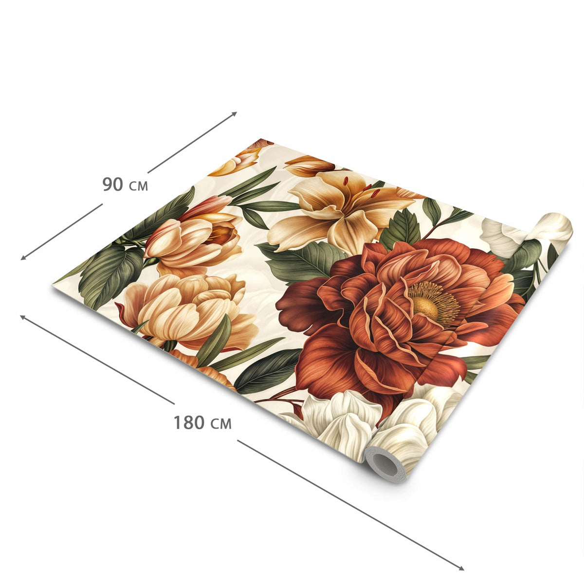 Waschbarer Küchenläufer mit Motiv Blumenmuster Vintage in der Grösse 80x200 cm für angenehme Haptik