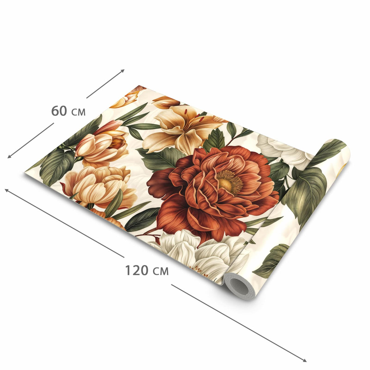 Waschbarer Küchenteppich mit Motiv Blumenmuster Vintage in der Grösse 80x200 cm für Trittkomfort