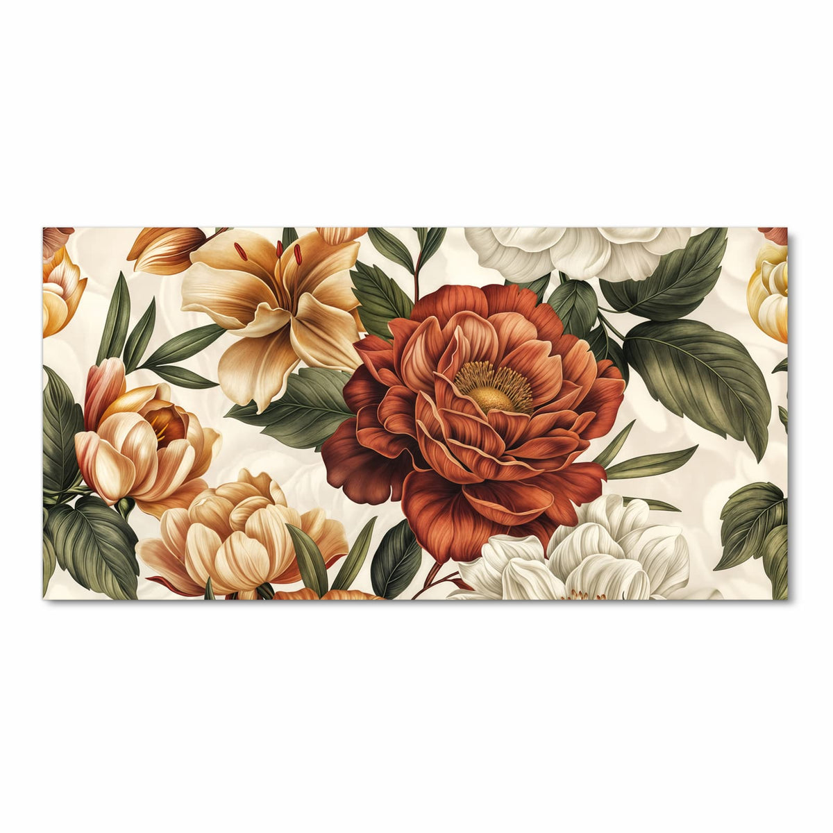 Rutschfester Küchenläufer mit Motiv Blumenmuster Vintage in Frontansicht