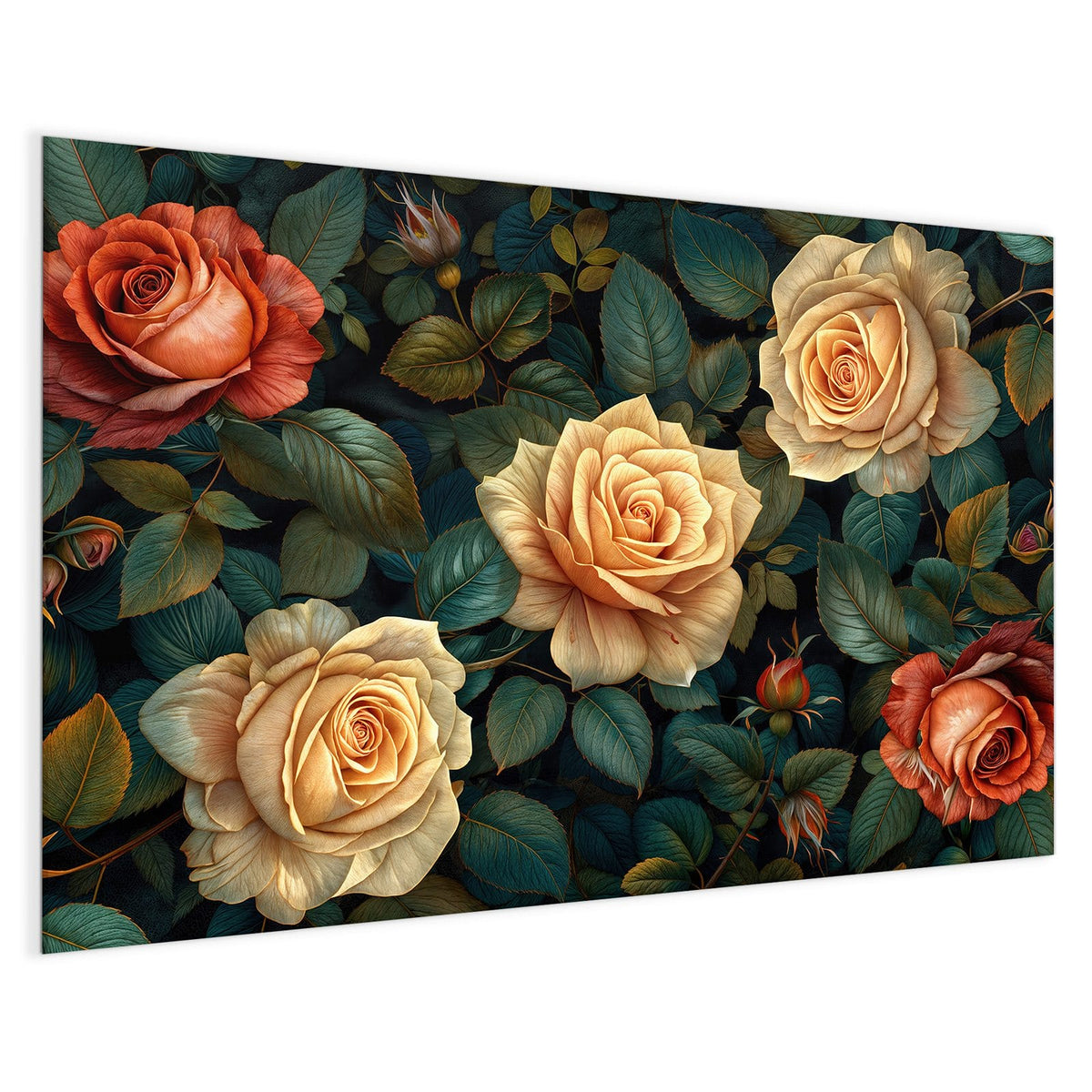 4 mm Glas statt lackiertem Blech – Magnettafel - Rosen in Apricot