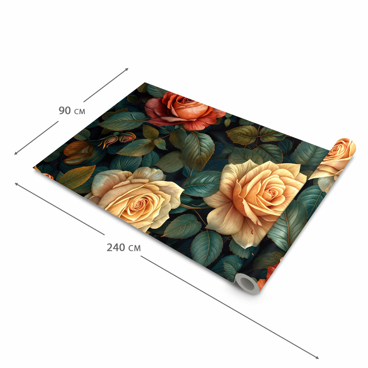 UV-beständiger rutschfester Küchenteppich mit Motiv Rosenmuster Blumen in der Grösse 80x200 cm