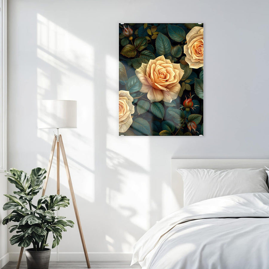 Maße Wandbild - Rosen in Apricot - Hochformat