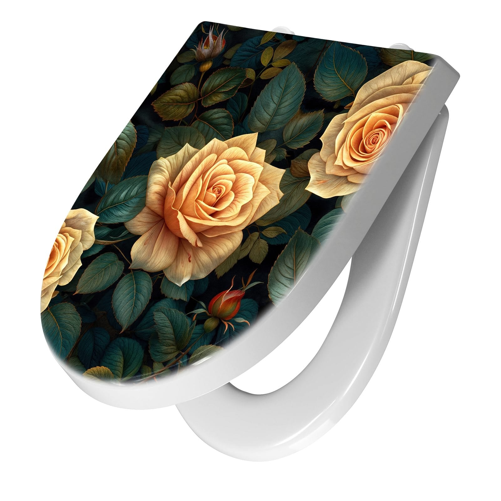 WC-Sitz mit Absenkautomatik Rosenmuster Blumen