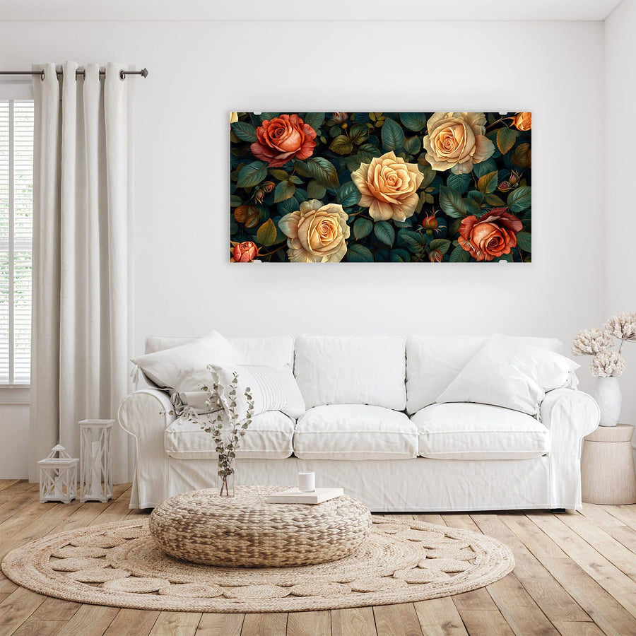 Maße Wandbild - Rosen in Apricot - Querformat
