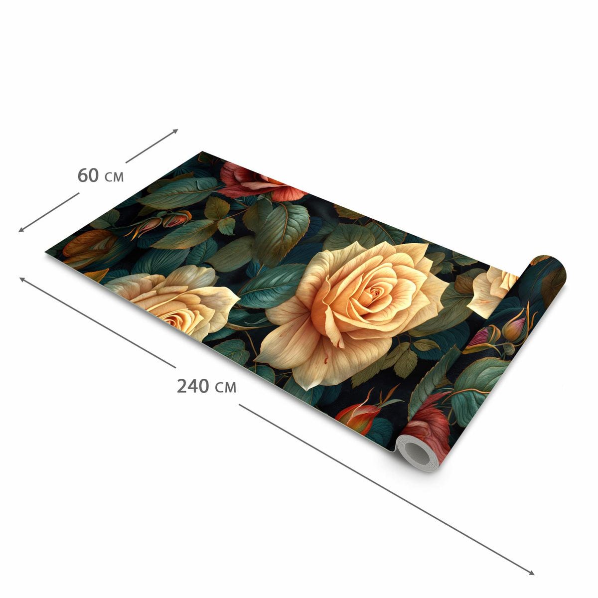 Bodenschonender Bodenläufer Teppich mit Motiv Rosenmuster Blumen in der Grösse 80x200 cm