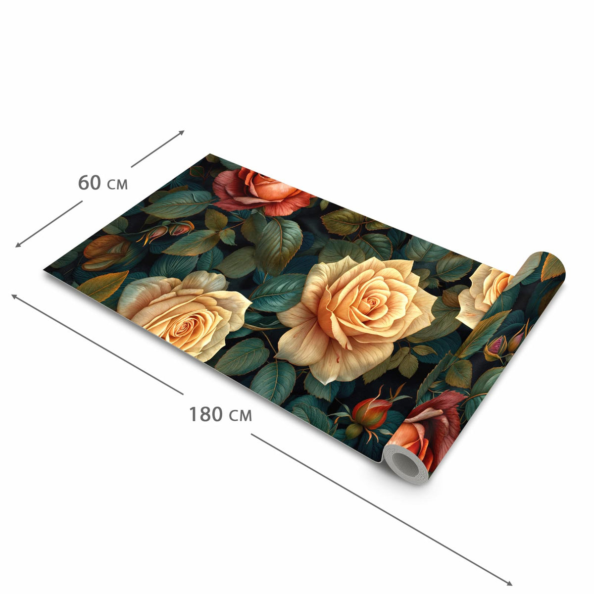 Feuchtigkeitsresistenter Bodenläufer mit Motiv Rosenmuster Blumen in der Grösse 80x200 cm