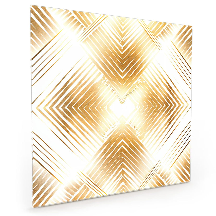 Maße Küchenrückwand Goldenes Rautenmuster aus Glas