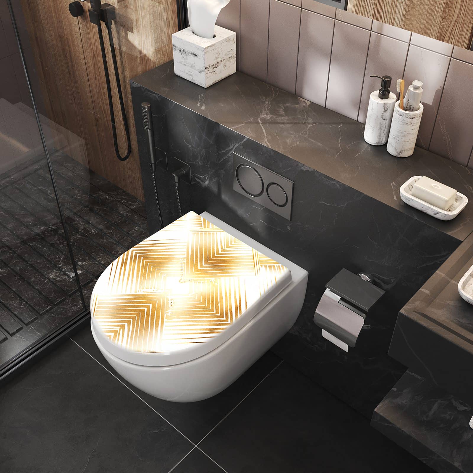 WC-Sitz mit Absenkautomatik Muster von Geometrisches