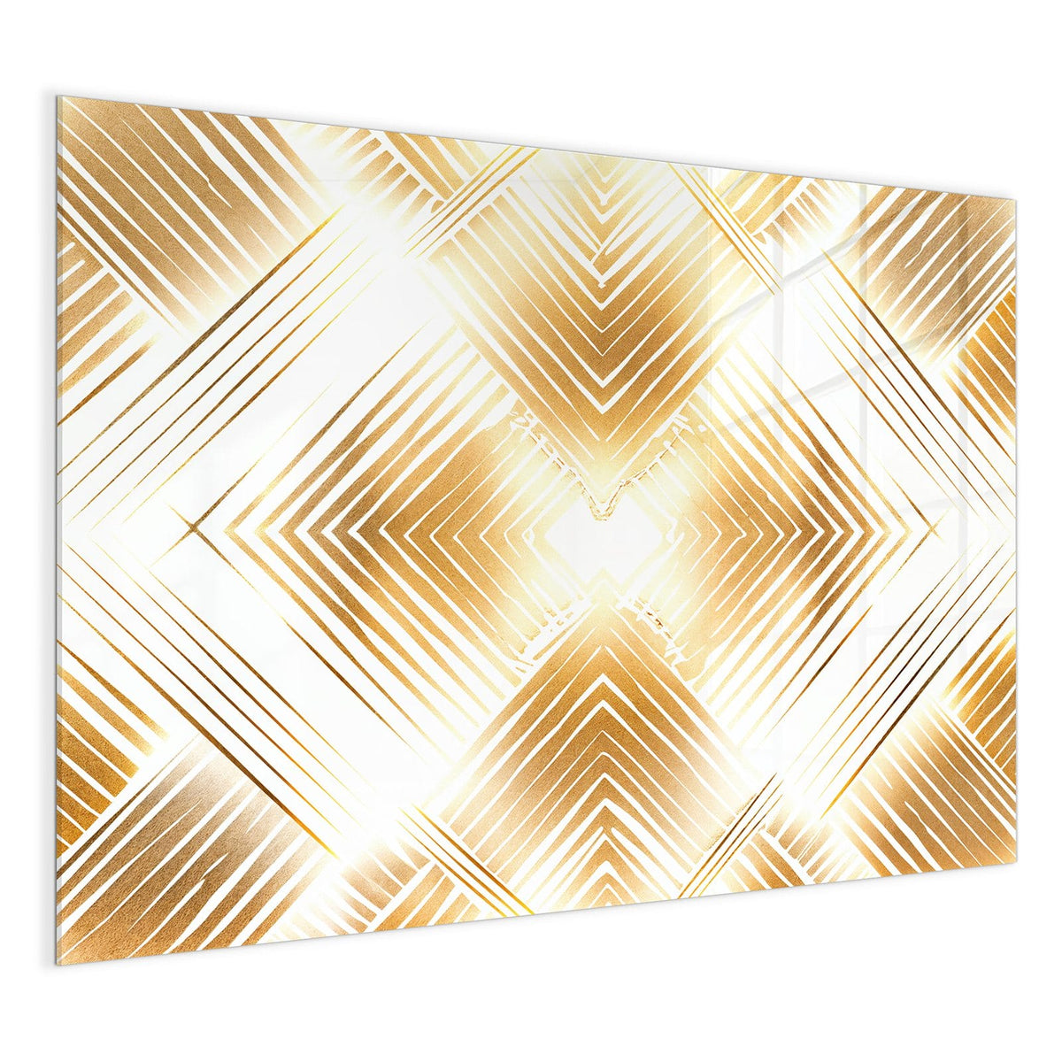4 mm Glas statt lackiertem Blech – Glas Magnettafel - Goldenes Rautenmuster