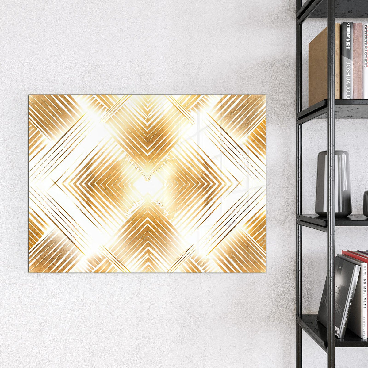 9 Größen – von 30 × 30 bis 120 × 90 cm – Glas Magnettafel - Goldenes Rautenmuster